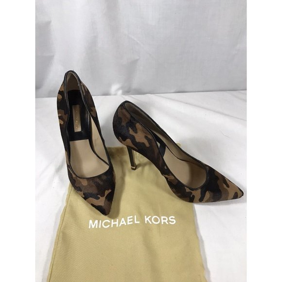 Michael Kors Shoes - Michael Kors Camouflage Haircalf Calf Hair Classic Pumps Heels 7 Gold Accents